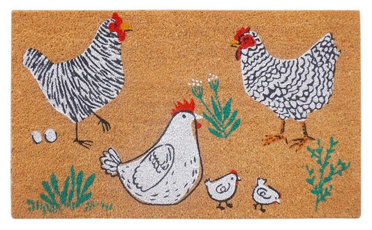Chickens Doormat Black & White 45x75cm