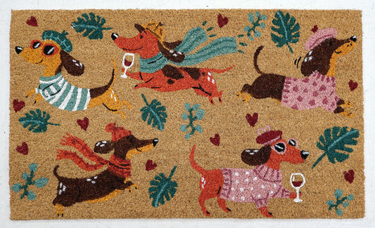 Playful Paws Dog Doormat Brown & Green