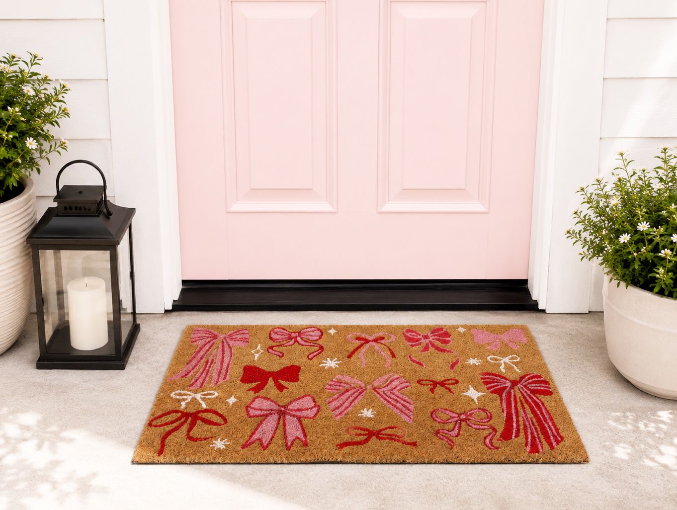 Bows Doormat Pink & Red 45x75cm