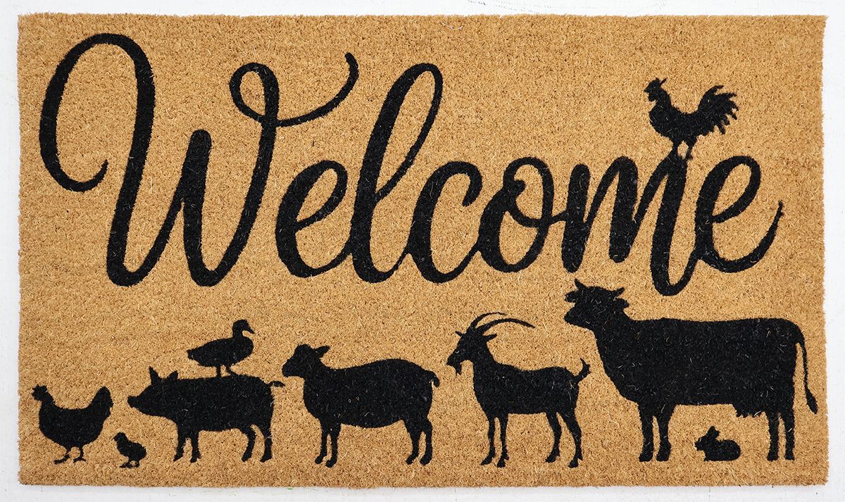 Welcome to the Farm Doormat Black 45x75c