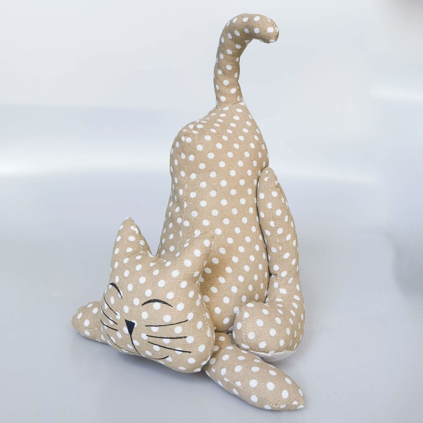 Spotty Cat Doorstopper Beige 30cm