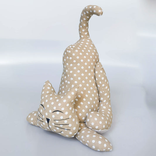 Spotty Cat Doorstopper Beige 30cm
