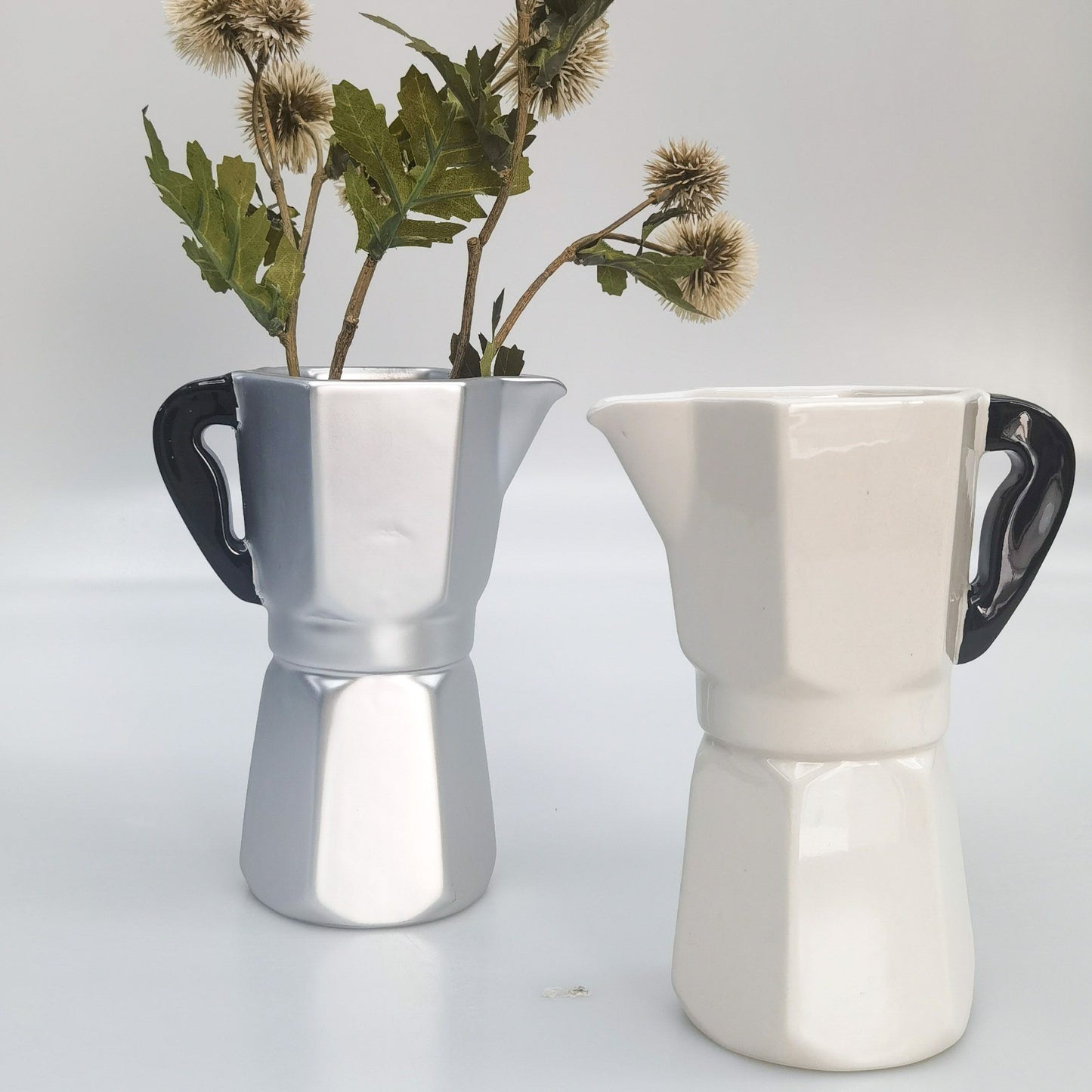 Coffee Pot Vase Silver 16cm