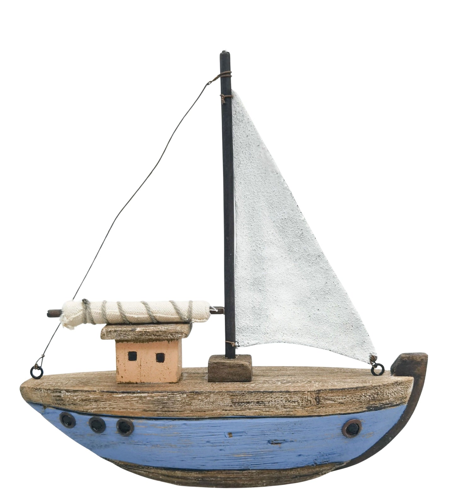 Drift Boat Table Ornament Blue & Natural