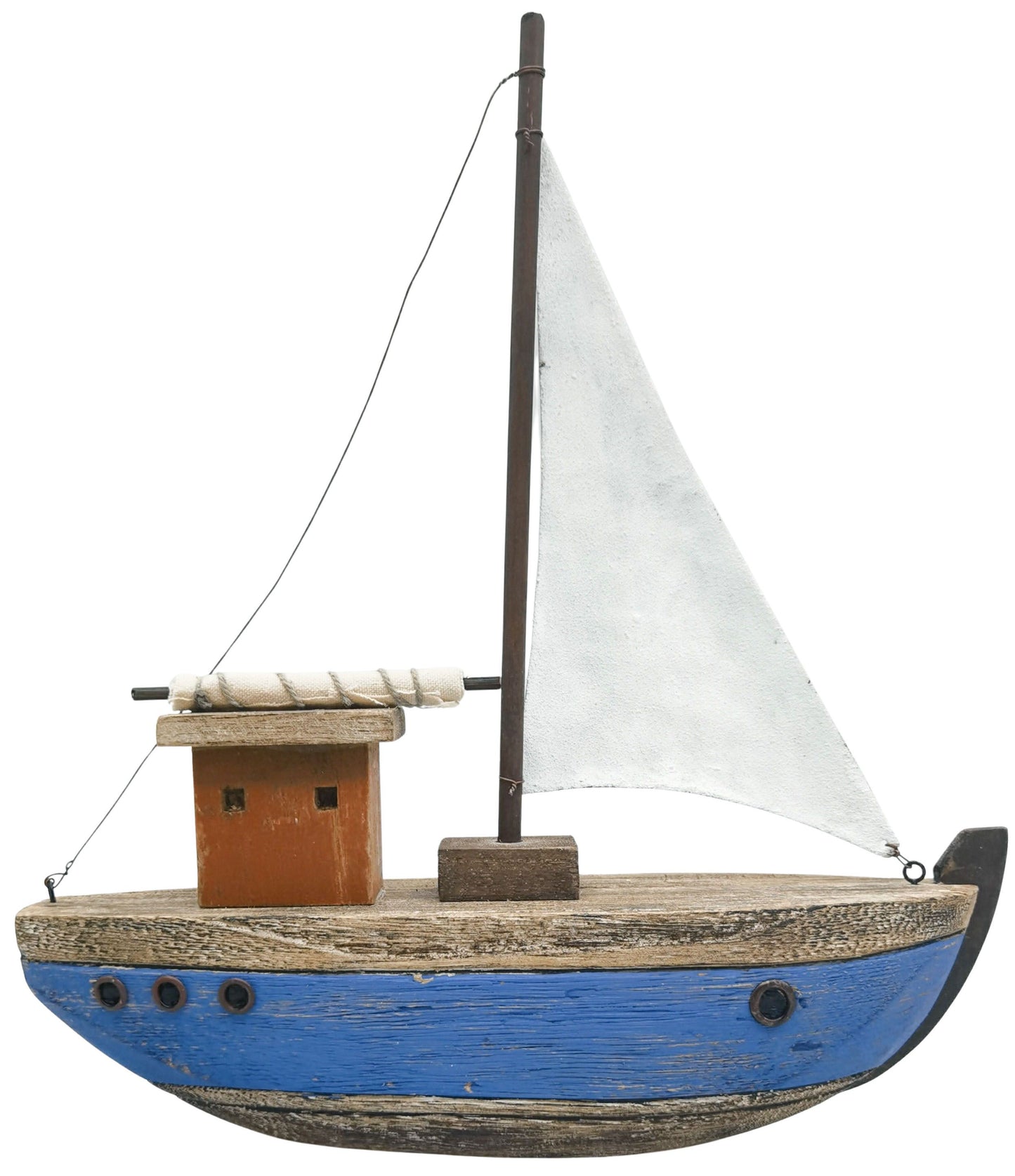 Drift Boat Table Ornament Blue & Natural