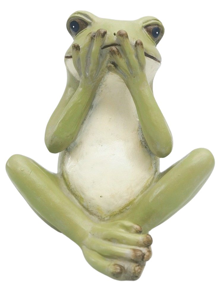 Sitting Frog Resin Ornament Green 15cm